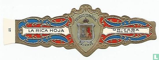 Escudos Españoles Cáceres-La Rica Hoja-Orizaba Reg. No 144  - Image 1