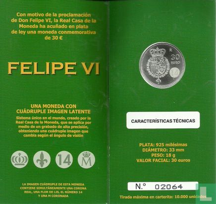 Spain 30 euro 2014 (folder) "Proclamation Felipe VI" - Image 2