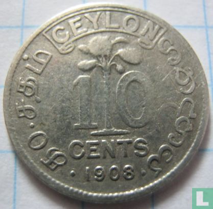 Ceylon 10 cents 1908 - Afbeelding 1