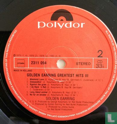 Golden Earring Greatest Hits 3  - Afbeelding 3