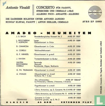 Antonio Vivaldi - Concerto für Fagott, Streicher und Cembalo in e-Moll - Afbeelding 2