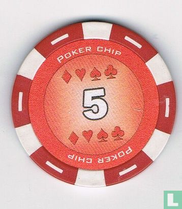 Poker chips 5 euro rood