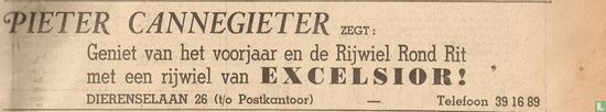 19520507 Pieter Cannegieter zegt: Geniet van het voorjaar en de Rijwiel Rond Rit met een rijwiel van Excelsior!