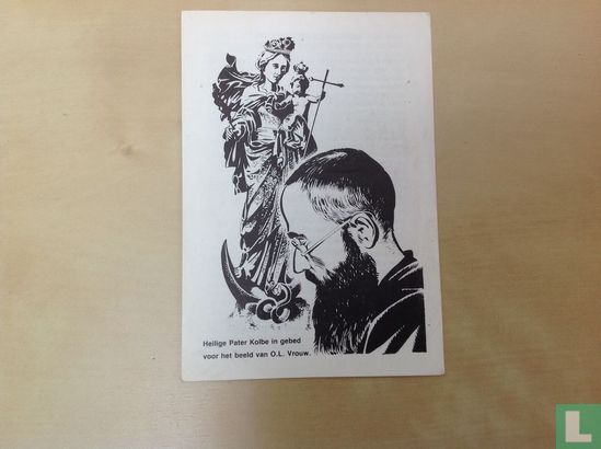 Heilige Pater Kolbe in gebed voor het beeld van O.L. vrouw - Image 1