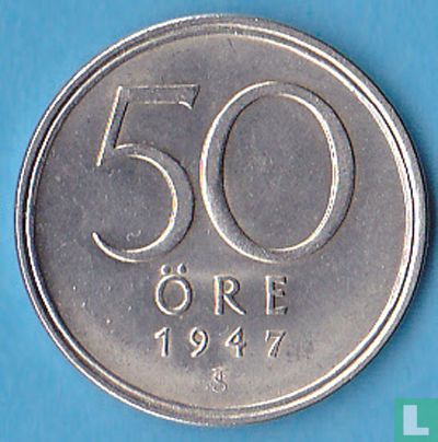 Zweden 50 öre 1947 (zilver) - Afbeelding 1