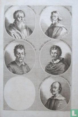 Portretten van: Giorgio Vasari (1511-1574); Giuseppe Cesari (1568-1640); Annibale Carracci (1560-1609); Caravaggio (1571-1610); Giovanni Lanfranco (1582-1647).