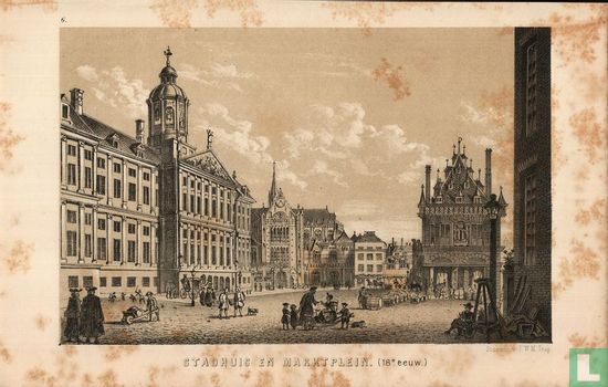 stadhuis en markt Amsterdam cityhall market 18e century 