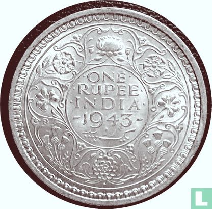 British India 1 rupee 1943 (Bombay - type 2) - Image 1