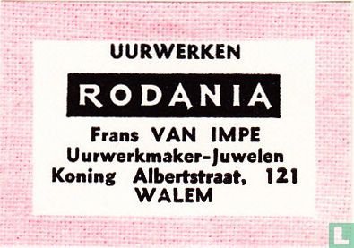 Uurwerken Rodania - Frans Van Impe