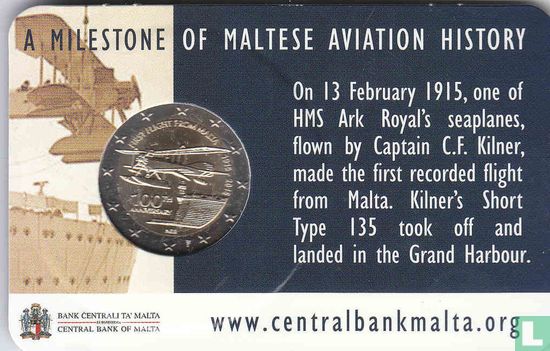 Malta 2 euro 2015 (coincard) "100th anniversary First flight from Malta" - Afbeelding 1