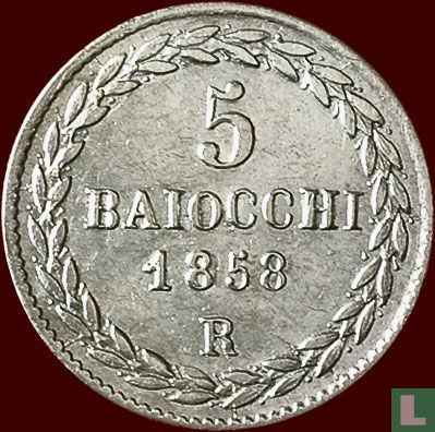 Kerkelijke Staat 5 baiocchi 1858 (XIII R) - Afbeelding 1