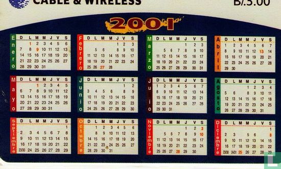  Calendar 2001