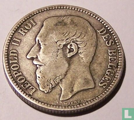 Belgique 2 francs 1867 (sans croix sur couronne) - Image 2