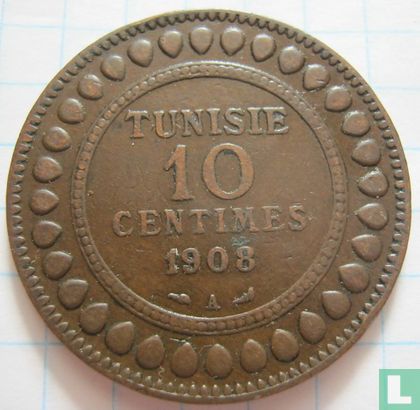 Tunesië 10 centimes 1908 (AH1326) - Afbeelding 1