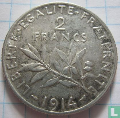 Frankrijk 2 francs 1914 (Zonder C) - Afbeelding 1