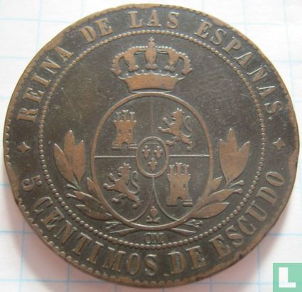 Spanien 5 Centimo de Escudo 1867 (4-zackige Stern) - Bild 2