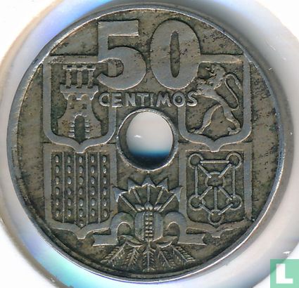 Spain 50 centimos 1949 (1956) - Image 2