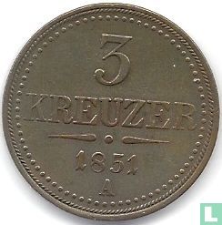 Oostenrijk 3 kreuzer 1851 (A) - Afbeelding 1