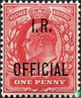 Koning Edward VII met opdruk "I.R. OFFICIAL"