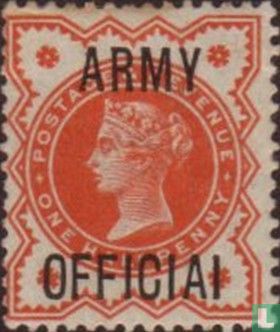 Koningin Victoria, met opdruk "ARMY OFFICIAL"