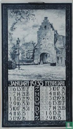 Gelithografeerde kalender voor het jaar 1935