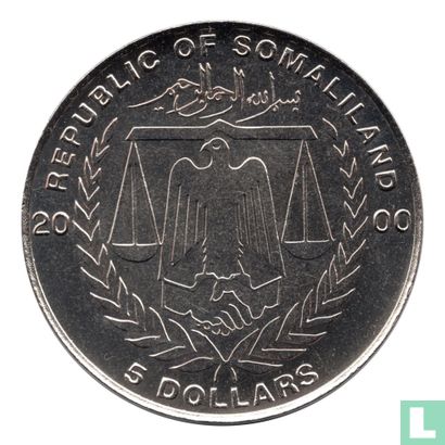 Somaliland 5 Dollars 2000 (Stainless Steel - Normal) - Afbeelding 1