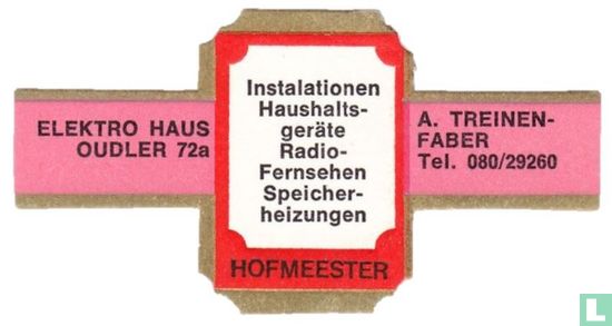 Instalationen Haushaltsgeräte Radio-Fernsehen Speicherheizungen - Elektro Haus Oudler 72a - A. Treinen-Faber Tel. 080/29260 - Afbeelding 1