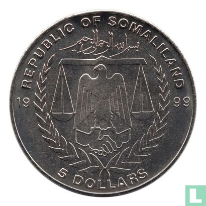 Somaliland 5 Dollars 1999 (Stainless Steel - Normal) - Afbeelding 1