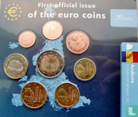 Andorre coffret 2014 "First official issue of the euro coins"  - Image 1