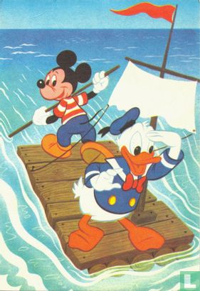 Donald en Mickey op vlot - Afbeelding 1