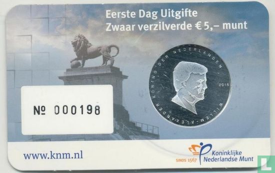 Pays-Bas 5 euro 2015 (coincard - premier jour d'émission) "200 years Battle of Waterloo" - Image 2