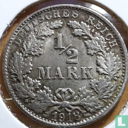 German Empire ½ mark 1918 (F) - Image 1