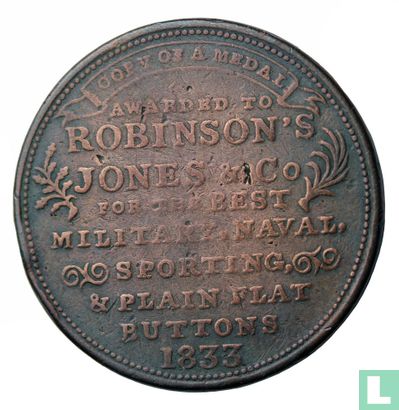 USA  (Attleboro, MA) Hard Times Token  Robinson's Jones & Co  1833 - Afbeelding 1