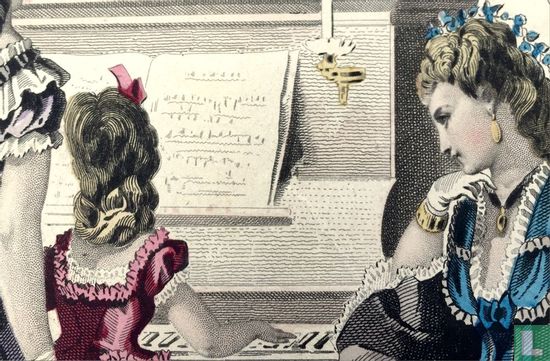  Enfant jouant le piano et institutrice (1849-1853) - 1021B - Image 3