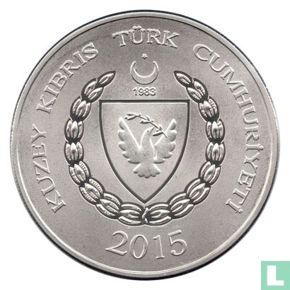 Northern Cyprus Turkish Lira 2015 (Nickel Plated Brass - Frosted Prooflike - Replica) - Afbeelding 2