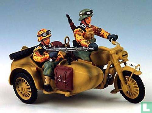 Motorcycle with Sidecar Two Riders