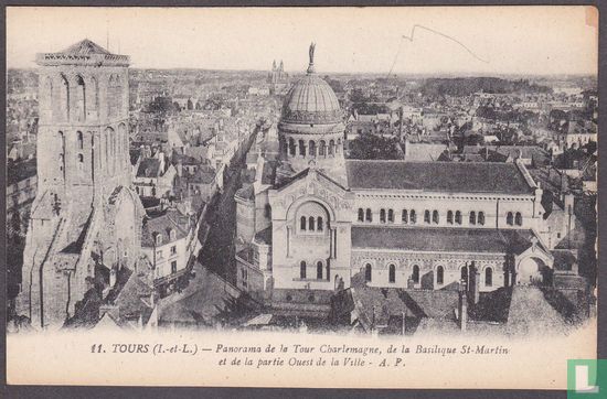 Tours, Panorama de la Tour Charlemagne, de la Basilique St-Martin et de la partie Ouest de la Ville