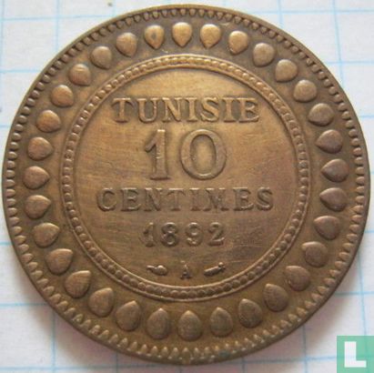 Tunesië 10 centimes 1892 (AH1309) - Afbeelding 1