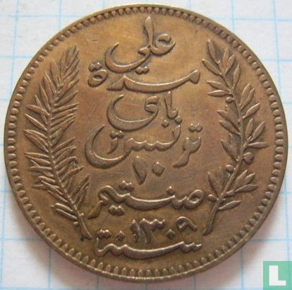 Tunesië 10 centimes 1892 (AH1309) - Afbeelding 2