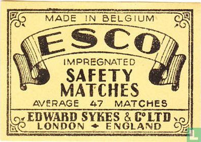 Esco safety matches - Edward Sykes