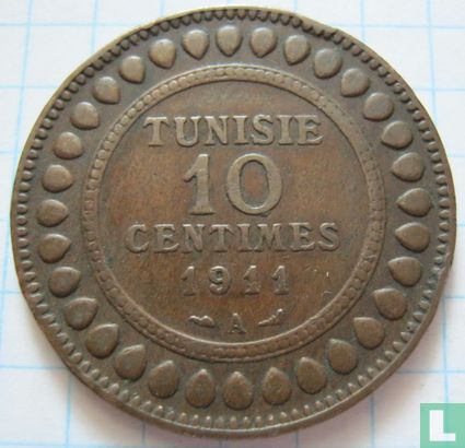 Tunesië 10 centimes 1911 (AH1329) - Afbeelding 1