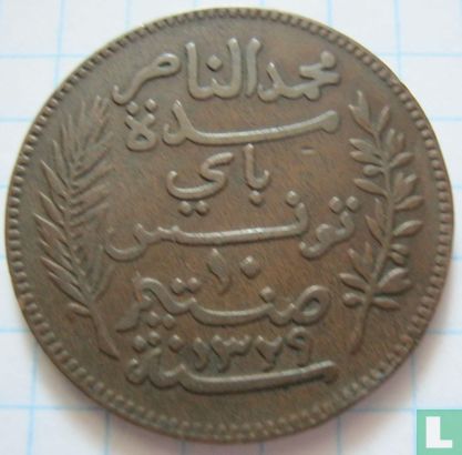 Tunisia 10 centimes 1911 (AH1329) - Image 2