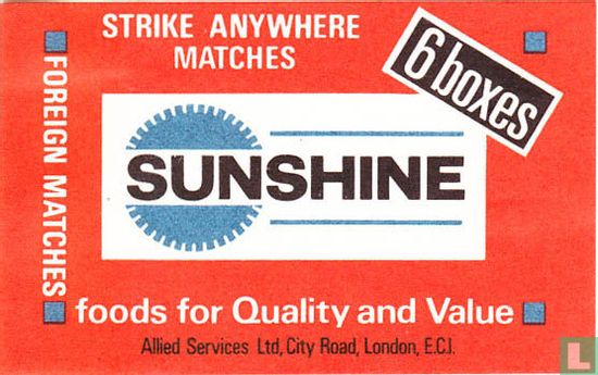 Sunshine strike anywhere matches 6 boxes