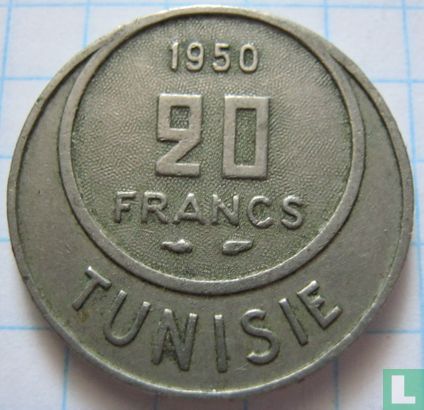 Tunesië 20 francs 1950 (AH1370) - Afbeelding 1