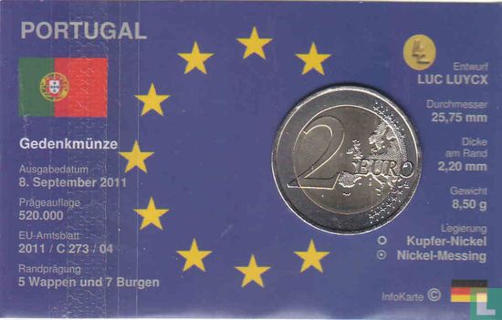 Portugal 2 euro 2011 (coincard) "500th anniversary Birth of the explorer and writer Fernão Mendes Pinto" - Image 2