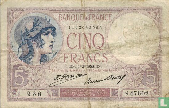 Frankrijk 5 francs - Afbeelding 1