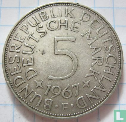 Germany 5 mark 1967 (F) - Image 1