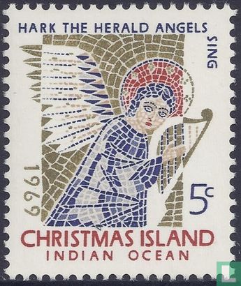 Mosaic, angel with harp