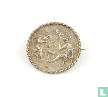 Zilveren Broche Met Beeltenis Hollands Tafereel - Image 1