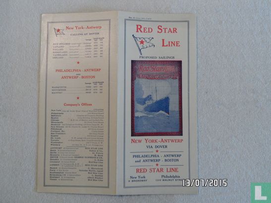 Red Star Line Proposed Sailings folder - 1913 - Afbeelding 3